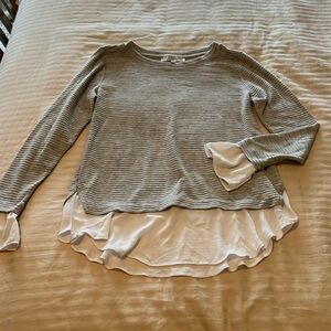 Loft sweater with blouse detail at bottom and sleeves xs